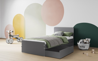 Cadre de lit simple en bois blanc gris minimaliste moderne avec sommier à lattes Durable Écologique Meubles de chambre à coucher pour enfants adolescents