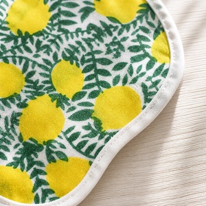 Serviette en coton à motif citron imprimé, 70x70cm, forme carrée, style méditerranéen, décoration de table, faite à la main, lavable en machine - Product Image 2
