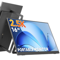 Moniteur portable pliable LCD 16 pouces 2.5K 2560x1600 IPS WQXGA 16:10 HDR avec béquille intégrée et support VESA pour extension d'écran d'ordinateur portable professionnel