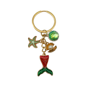 Green Oil Drip Alloy <b>Mermaid</b> Keychain Jewelry <b>Accessory</b> For Creative DIY Gifts - Product Image 5