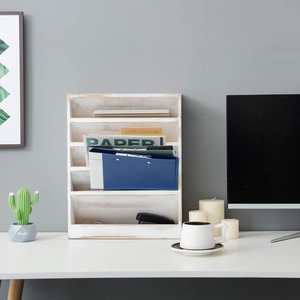 Organizador de Archivos de Escritorio Minimalista de Madera de Pino Cuadrado, Flexible y Hecho a Mano, Duradero, Ecológico, de Múltiples Niveles, con Capacidad de 3-6 Litros - Product Image 2