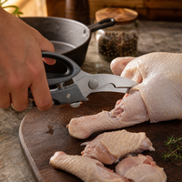 Ciseaux de cuisine robustes Oultry, 9 pouces, en acier inoxydable, pour os de poulet, avec ressort et verrou de sécurité en plastique