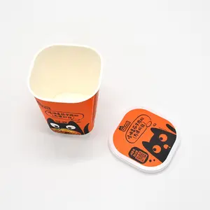 Nieuwe Ontwerp Vierkante Vorm Hot Koop Frozen Yoghurt Cups Papier Cup Kom Met Deksel Verpakking