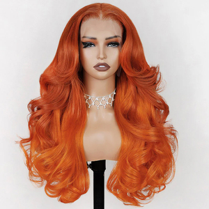Cheveux indiens vierges HD pour perruque à dentelle frontale Body Wave Cosplay Blonde pour 13x4 Longue couleur orange <span class=keywords><strong>foncé</strong></span> à clair - Product Image 6