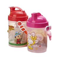 Bouteille d'eau portable en plastique sans BPA avec paille, style dessin animé, pour enfants, idéale pour le sport et les activités de plein air