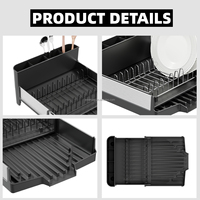 WIREKING Uitschuifbaar keuken afdruiprek van roestvrij staal met grote bestekhouder en afwatering