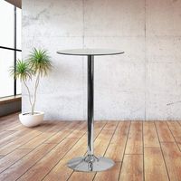 NOVA Home Table haute de bar Table ronde en verre avec base chromée