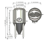 Cuve de fermentation de bière en acier inoxydable 304 de 1000L/2000L/3000L - Cône stérile durable avec fonction de fermentation, facile à utiliser