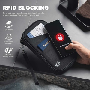 TPW104 Custom Oxford Cloth Zip Bifold <span class=keywords><strong>Document</strong></span> Sleeve Versátil RFID Blocking Travel Passport Holder con correa ajustable - Product Image 5