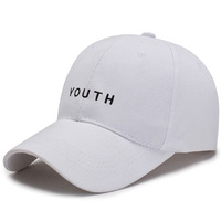 Gorra de Béisbol Bordada Personalizada para Jóvenes, 6 Paneles, Algodón, Blanca y Negra, Letras en Relieve, Ajustable, Venta al Por Mayor, OEM, MOQ Bajo