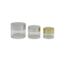 Crème pour le visage écologique, acrylique, poudre à ongles, pot de trempage, 15g, 30g, 50g, 0.5oz, 1oz, 2oz, pots en plastique vides avec couvercles argentés