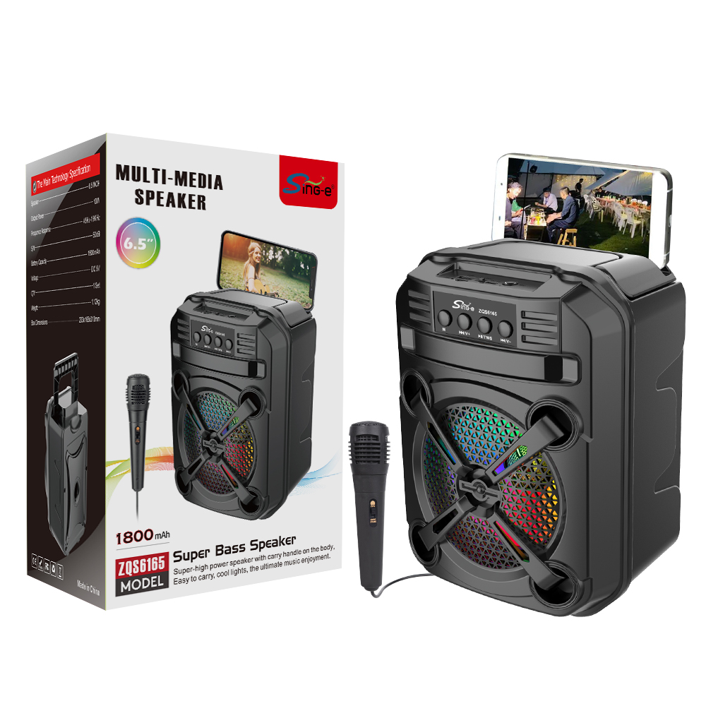 Sing-e ZQS6165 Portable Bluetooth Speaker with RGB LED Light