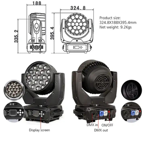 AOPU 19 pezzi 15W RGBW 4 in1 DMX Aura LED Zoom <span class=keywords><strong>lavaggio</strong></span> luci da palco luce fascio <span class=keywords><strong>lavaggio</strong></span> testa mobile per la festa di concerto - Product Image 4