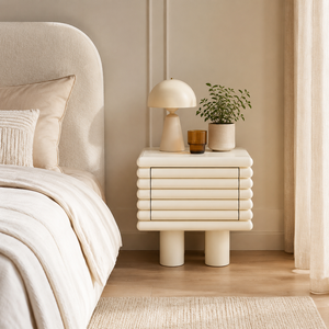 Table de chevet moderne en bois de style français, meuble de rangement simple pour chambre à coucher, armoire pour salon en acier inoxydable - Product Image 2
