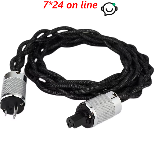 AT-002 HiFi Audio Amplifier Decoding US Rhodium-plated Power Cable 5N OCC Silver-plated EU Power Cable