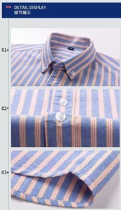 <span class=keywords><strong>Camicia</strong></span> Casual da <span class=keywords><strong>Uomo</strong></span> <span class=keywords><strong>a</strong></span> Maniche Lunghe 100% Cotone Oxford Traspirante con Ricami <span class=keywords><strong>a</strong></span> <span class=keywords><strong>Righe</strong></span> - Product Image 5