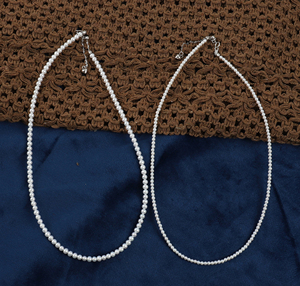 Tự Nhiên Nước Ngọt Trắng Peals 2Mm/3Mm Sợi Vòng Cổ 925 Tinh Khiết Bạc Có Thể Đảo Ngược Chuỗi Cổ Áo Sợi Đồ Trang Sức Thời Trang - Product Image 4