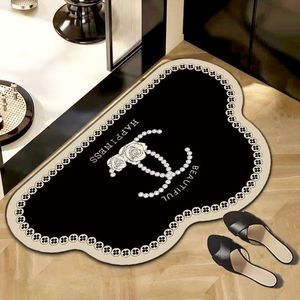 Bathroom <b>Mat</b> Diatomaceous Earth Crystal Velvet Absorbent Non Slip Novelty Shape Floral Pattern Home Use - Product Image 4