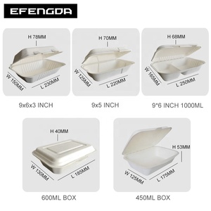 Nhà Hàng Bánh Vỏ Sò Đúc Togo Hộp Giấy Nhỏ Cho Hamburger <span class=keywords><strong>Burger</strong></span> Hộp Mía - Product Image 4