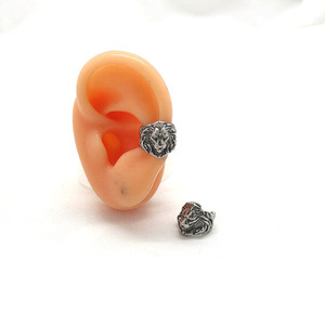 yunnique Lion Head Titanium Steel Clip-On <b>Earrings</b> For Men Women Retro Animal Shape <b>Ear</b> <b>Cuffs</b> Stainless Steel Jewelry - Product Image 4