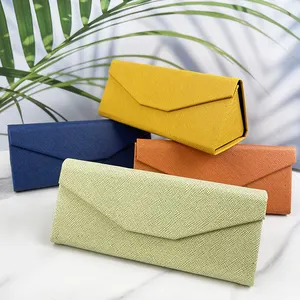 Wholesale New Style Portable PU Leather Case Box For Glasses Eyeglass Sunglasses Foldable Triangular Glasses Case