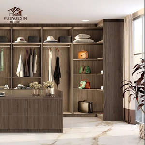 Armoires de rangement et de présentation personnalisées, armoire modulaire minimaliste en bois avec tiroirs et barres de suspension réglables - Product Image 2
