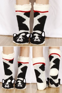 Woman Women Women's Ladies Winter <strong>Warm</strong> Knitted <strong>Custom</strong> Cute Animal Fox Panda Home Indoor Sherpa Lined Non-slip Slipper <strong>Socks</strong> - Product Image 3