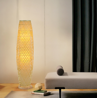 Lampe sur pied en bambou artistique, brune, créative, en rotin tressé, lampe de sol d'extérieur, étanche, lampe de pelouse, LED, salon, chambre à coucher