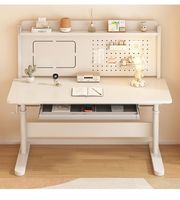 Table d'étude moderne blanche pour enfants avec étagère, tiroir, panneau perforé, organisateur ergonomique réglable en hauteur, en métal durable pour la maison, le bureau ou la chambre