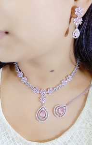 Necklace Earrings Two Piece Set <b>Wedding</b> Evening Dress <b>Accessories</b> Swat Proof Indian Jewellery Traditional Wholesale <b>Accessory</b> - Product Image 6