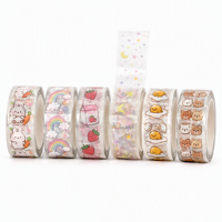 Rouleau d'autocollants en PET personnalisés pour journal, papeterie transparente Washi