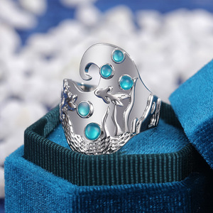 Anello in Resina Tema Mondo Marino per Donne, Gioiello Regolabile alla Moda per Uso Quotidiano - Product Image 2