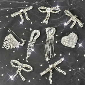 New Glass Rhinestone pha lê mặt dây chuyền vá Bow Shape tua Rhinestone trâm đính DIY trang trí ăn mặc vành đai Giày hat - Product Image 1