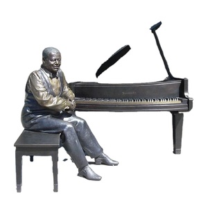 Escultura de Bronce Personalizada de Tamaño Real de <span class=keywords><strong>Oscar</strong></span> Peterson con Piano, para Jardín Exterior - Product Image 3