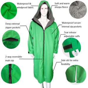 Recycled Waterproof Poncho Robe Long Sleeves Windproof /waterproof Changing Robe Sherpa Fleece Lining Waterproof <strong>Surf</strong> <strong>Coats</strong> - Product Image 2