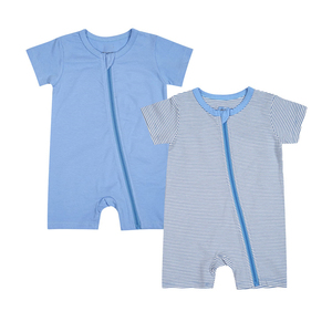 3-24 <span class=keywords><strong>mesi</strong></span> pagliaccetto con cerniera a maniche corte in cotone pigiama da bambina <span class=keywords><strong>2</strong></span> Pack tute per dormire e giocare - Product Image 3