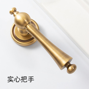 现代美式室内黄铜静音门锁轻型豪华拉丝金饰面卧室家用实心门把手 - Product Image 5