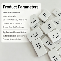 Autocollant en braille pour bouton d'ascenseur en acrylique, étiquette tactile en relief personnalisable pour signalétique publique accessible