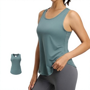 Débardeur de sport pour femme en maille ajourée, dos nageur, ourlet incurvé, séchage rapide, respirant, sans manches, pour yoga, gym, entraînement, fitness OEM ODM - Product Image 1