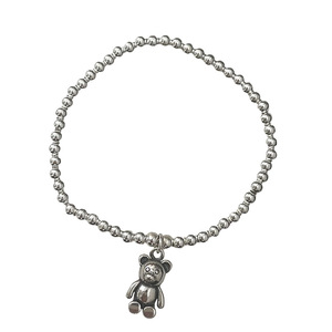 Pulsera de Plata de Ley S925 con Dijes de Oso y Cuentas Elásticas, Joyería para Mujeres y Niñas, Regalo - Product Image 5
