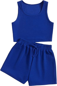 Customizable Pure Color tank Toop and <strong>Shorts</strong> Summer <strong>Girls</strong> Clothing Sets Cute - Product Image 2