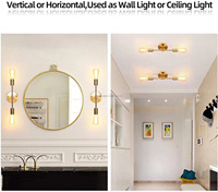 Lampe murale LED créative en fer forgé, base E26, finition dorée, design moderne pour salon, cuisine, escalier, montage mural, 3500K