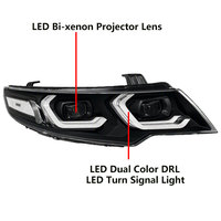 Ensemble de phares projecteurs LED Bi-xénon, DRL à double couleur, coupe-faisceau plat POUR Kia Forte 2009-2013