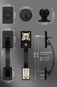 Bán hàng nóng hiện đại màu đen xi lanh đơn chốt chết 60mm Backset Reversible Knob Key hoạt động phía trước cửa xử lý khóa thiết lập dễ dàng - Product Image 6