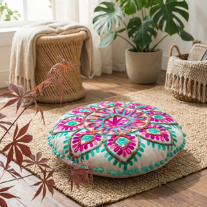Housse de chaise en coton multicolore personnalisée coussin d'intérieur toutes tailles taies d'oreiller Suzani brodées non tissées pour la maison hôpital hôtel - Product Image 3