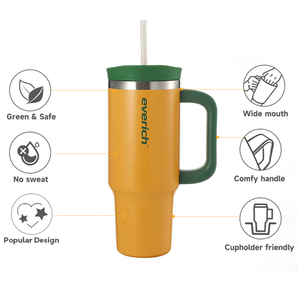 Everich Gobelet <span class=keywords><strong>isotherme</strong></span> en acier inoxydable multi-tailles avec poignée confortable, couvercle à paille, compatible porte-gobelet, <span class=keywords><strong>mug</strong></span> de voyage pour café quotidien - Product Image 3