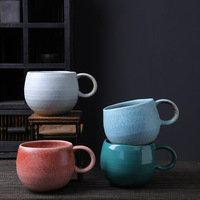 Tasse à café en grès d'inspiration vintage couvercle de conception de forme spéciale irrégulière cadeau de thé approvisionnement transfrontalier haute valeur de couleur en céramique