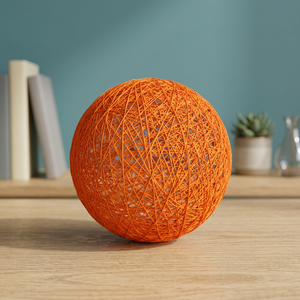 Orange Modern Rattan Ball Lampshade 30 cm Woven Pendant Light Cover Indoor Decorative Shade Warm White - Product Image 5
