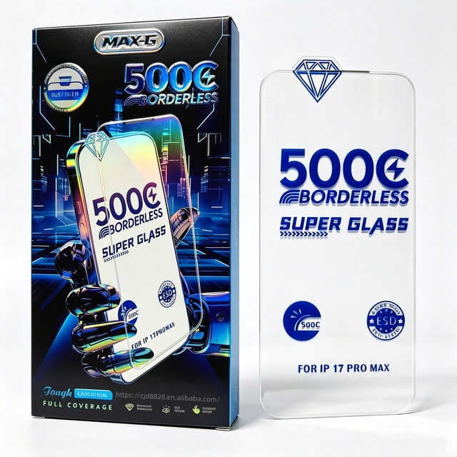 500C 3D Borderless Clear Tempered Glass Screen Protector Big Arc Transparent Screen Protector for iphone 17 18 Pro Max