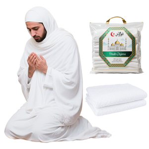 Meilleure vente <span class=keywords><strong>Ihram</strong></span> avec pur coton fabriqué 2 pièces de qualité supérieure <span class=keywords><strong>Ihram</strong></span> pour le Hajj et la Omra serviette à vendre Ihrams respirants - Product Image 1